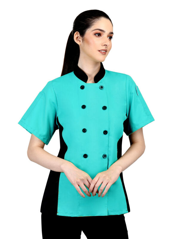 Short Sleeves side Mesh Vented Chef Coat Jacket Uniform for Women Food Service, Caterers, Bakers and Culinary Professional